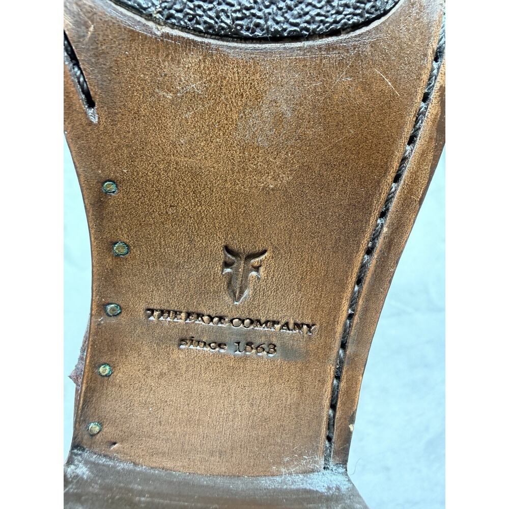 Frye Melissa Button Brown Leather Riding Boots Sz 6.5 B Tall Pull On Stretch 401 - Picture 6 of 13